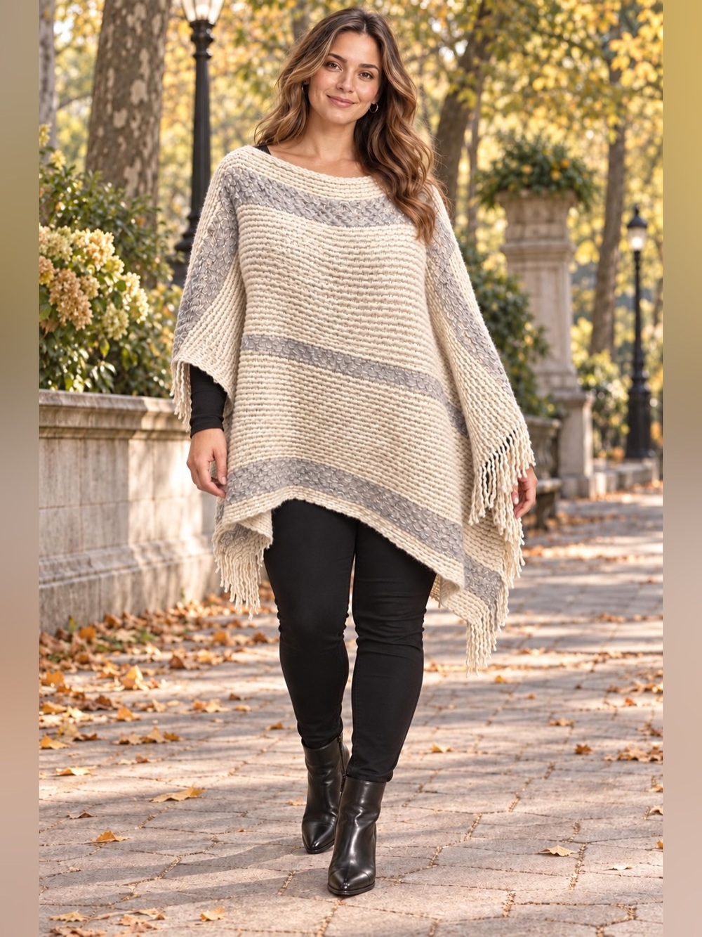 Do Everything in Love Cozy Cream Knit Poncho Sweater One Size